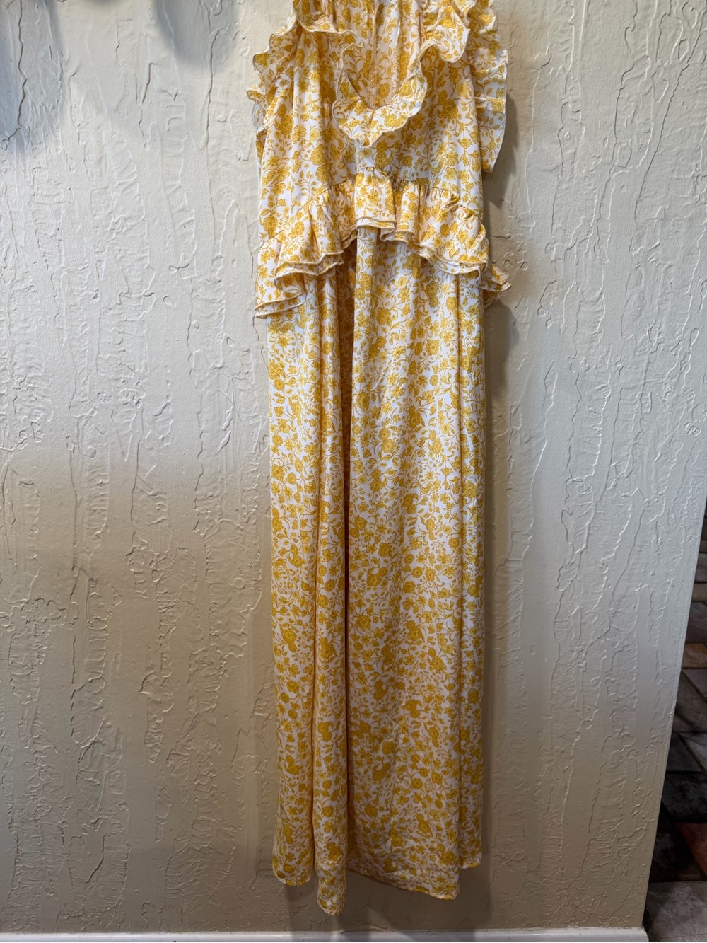 Old Navy Yellow Floral Maxi Dress with Ruffle Bodice